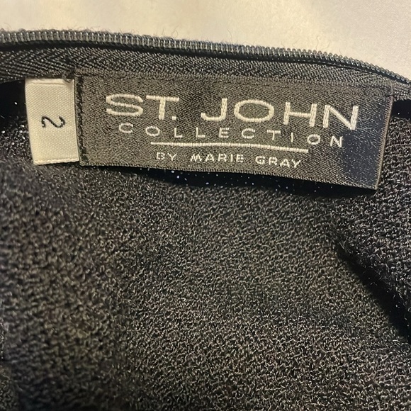 St. John Collection Sleeveless Belted‎ Mini Dress Women’s Size 2 Knit Black - Picture 5 of 7